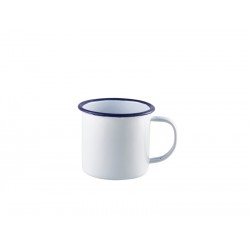 Enamel Mug White with Blue Rim 36cl/12.5oz 9 x 8cm (Dia. x H)