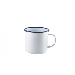 Enamel Mug White with Blue Rim 56.8cl/20oz 10 x 9cm (Dia. x H)