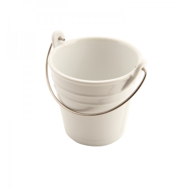 Porcelain Bucket W/ Stainless Steel Handle 11cm Dia. 43cl 11.2cm (H)