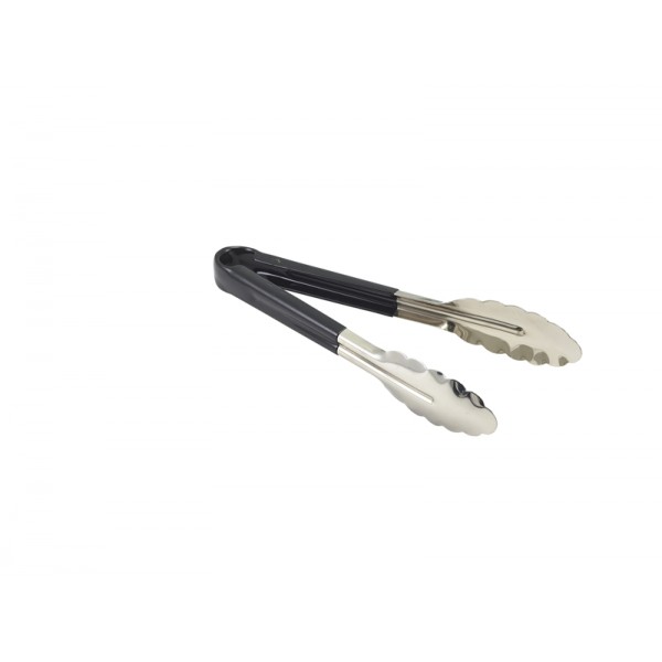 Genware Colour Coded Stainless Steel  Tong 23cm Black