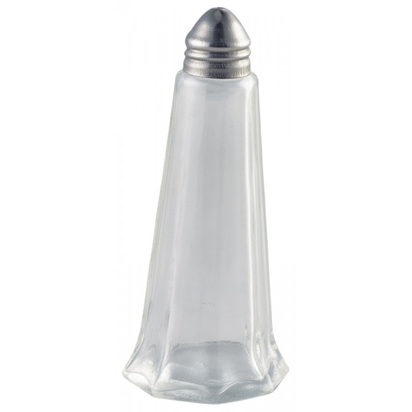 Glass Lighthouse Salt Shaker Silver Top 4.5 x 11.5cm
