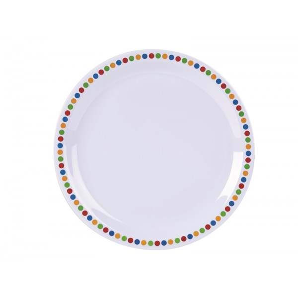 Genware Melamine 9" Plate- Coloured Circles (pack of 12)