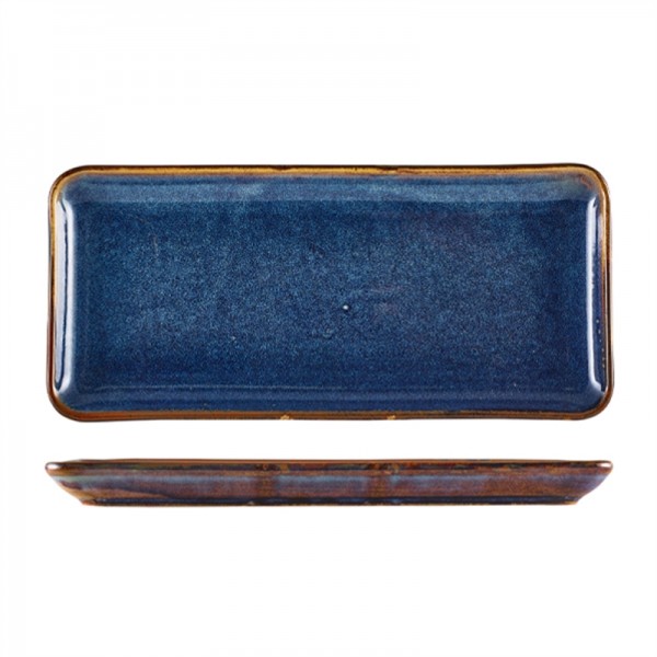 Terra Porcelain Aqua Blue Narrow Rectangular Platter 36 x 16.5cm (Pack of 6)