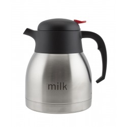 Milk Inscribed Stainless Steel Vacuum Push Button Jug 1.2 Litre