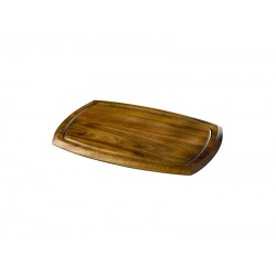 Genware Acacia Wood Serving Board 36X25.5X2cm Reversible - Recess 67mm dia