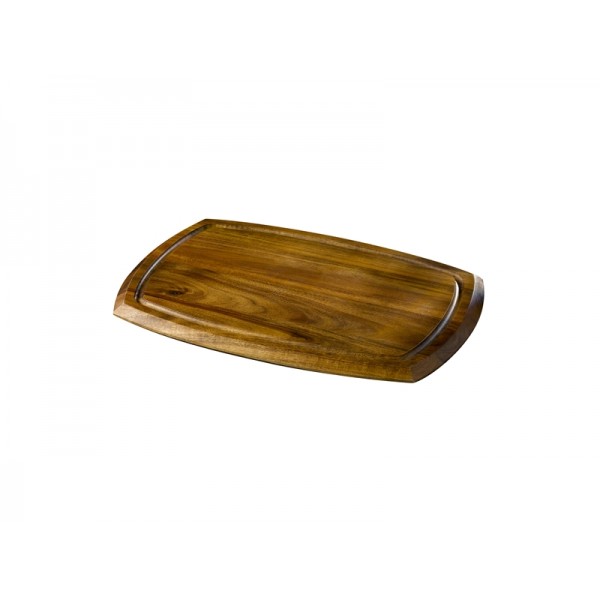 Genware Acacia Wood Serving Board 36X25.5X2cm Reversible - Recess 67mm dia